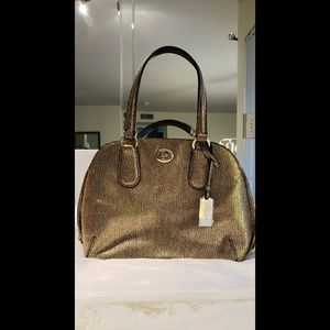 Coach Gold Caviar Leather Satchel